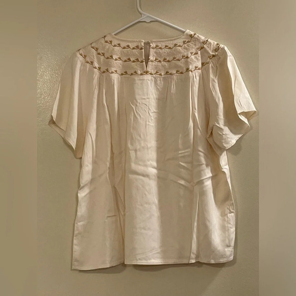 BOHME NWOT‎ Embroidered Peasant Blouse in Ivory - Picture 3 of 6